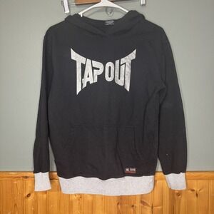 Tap Out Hoodie‎ Youth Large Black Long Sleeve Pullover Sweatshirt MMA Activewear